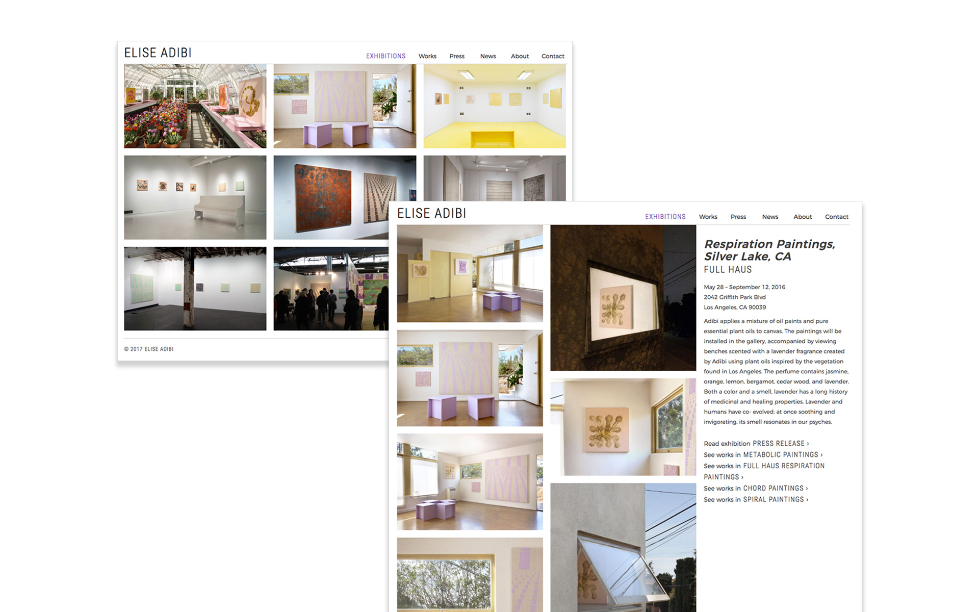 exhibition overview and detail pages