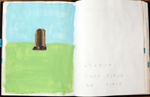 Utopia, 2004, collage, acrylic and graphite, sketchbook