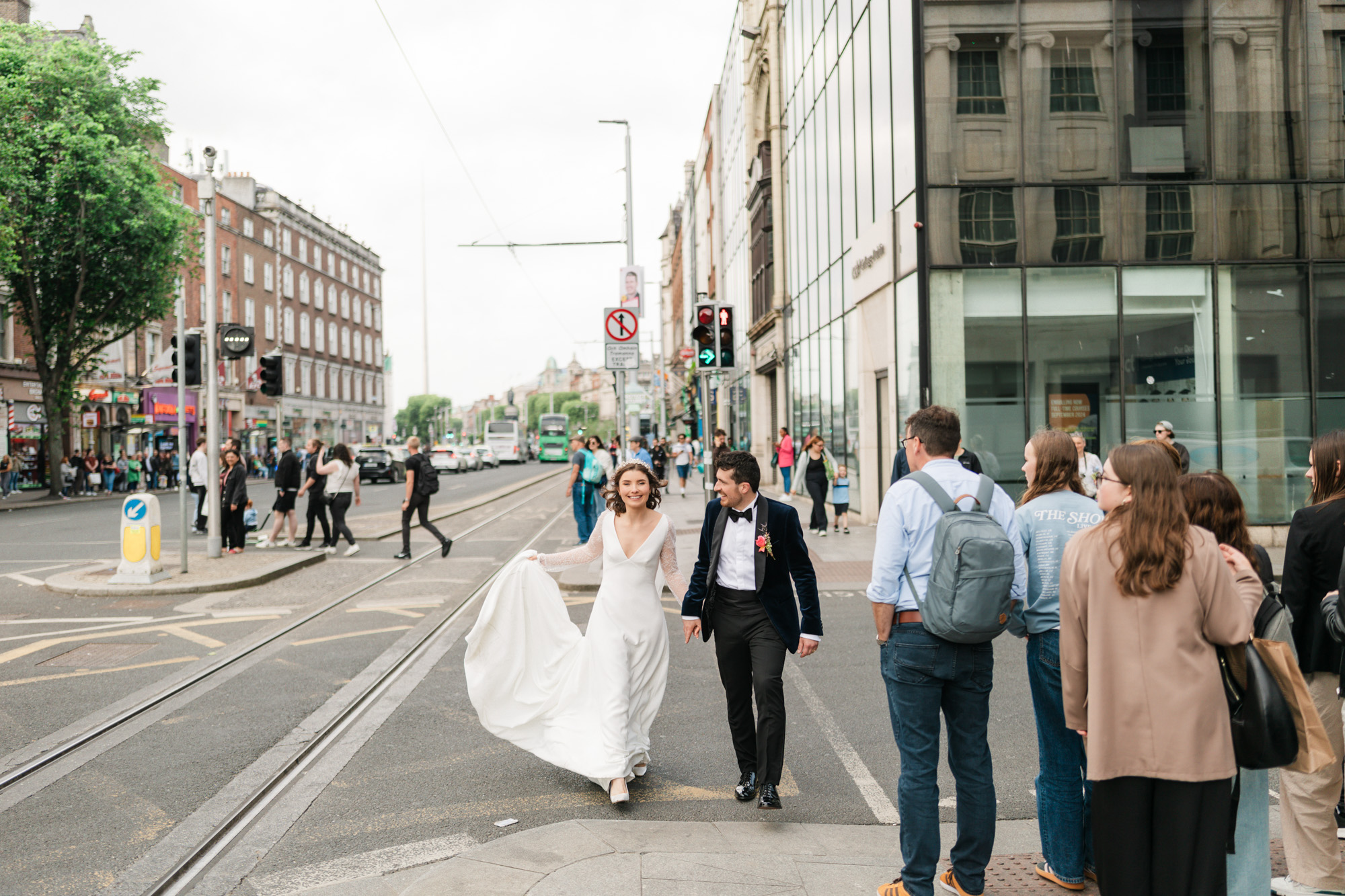 Bride and Groom Walking Down Aisle