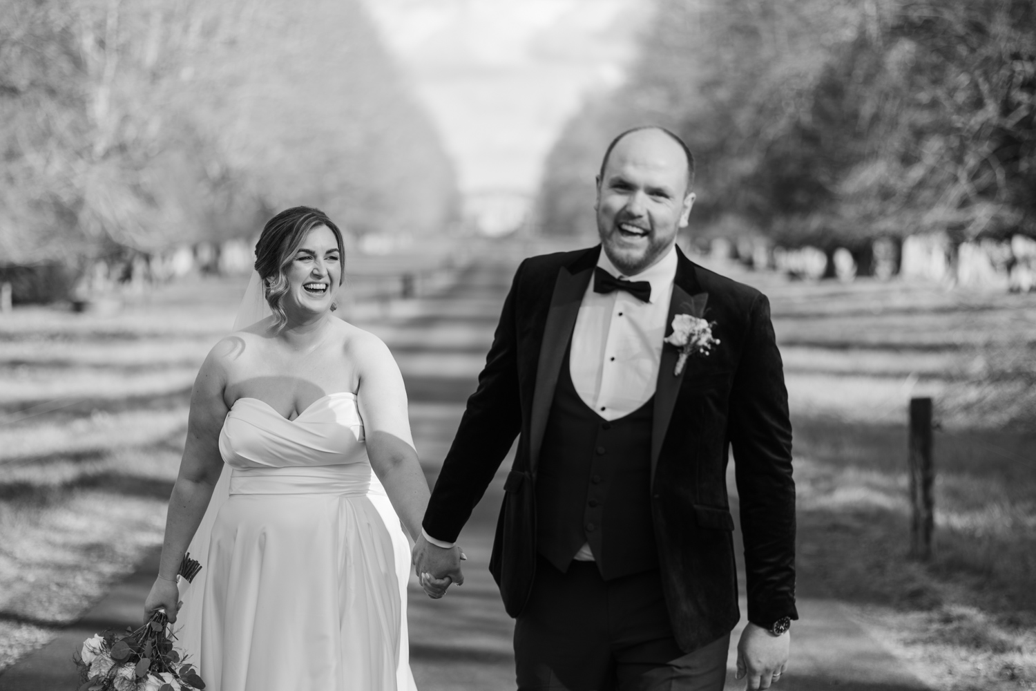 Bride and Groom Walking Down Aisle
