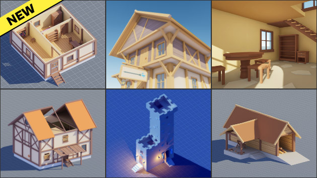Low Poly Modular Medieval Buildings Pack