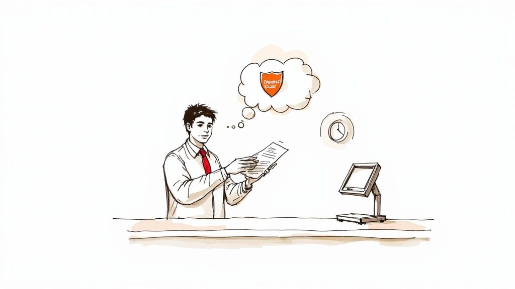 Business professional reviewing documents while thinking about qualified funds and financial security concepts