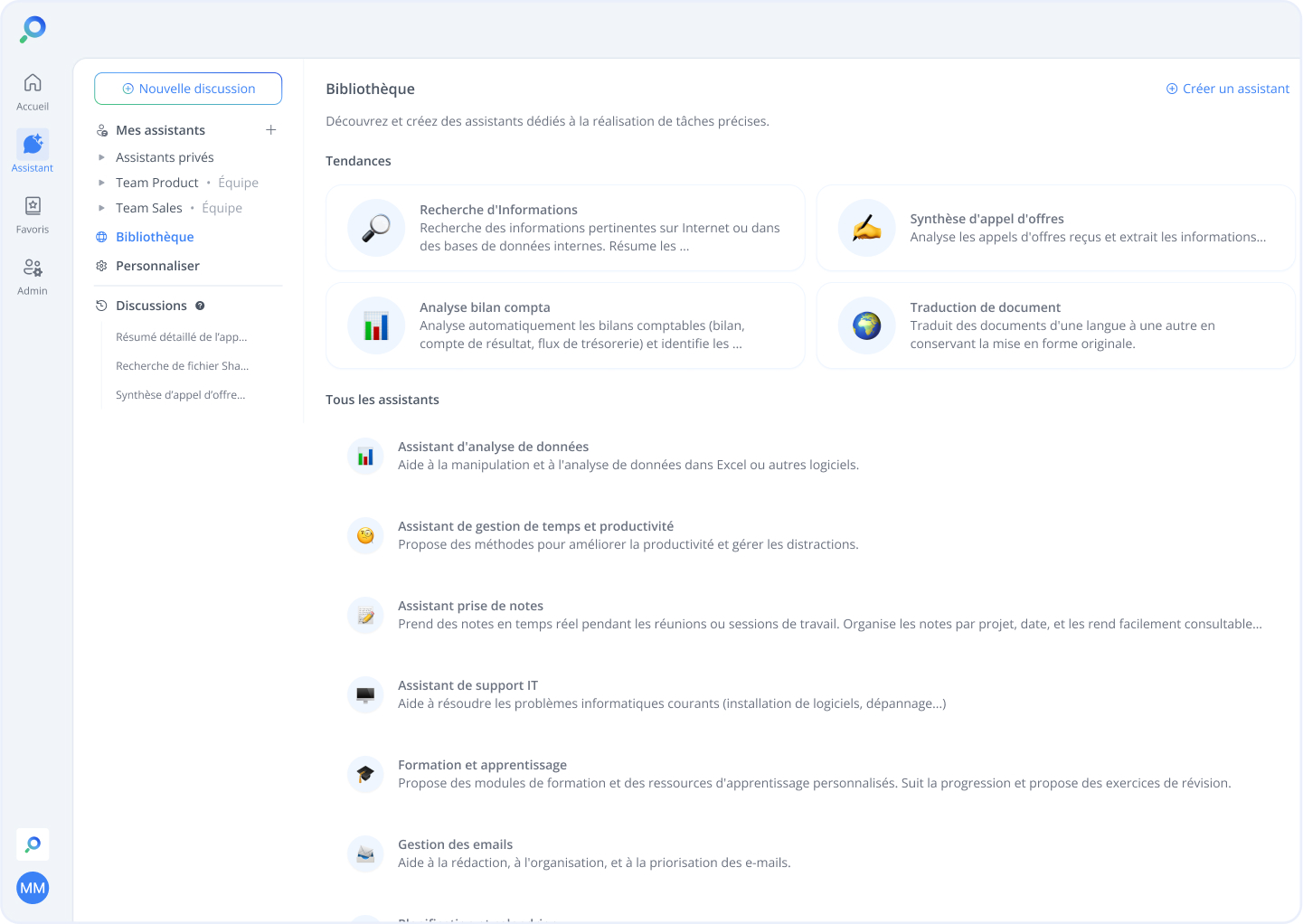 Outmind Assistant Catalog, screenshot posted on the existing landing page