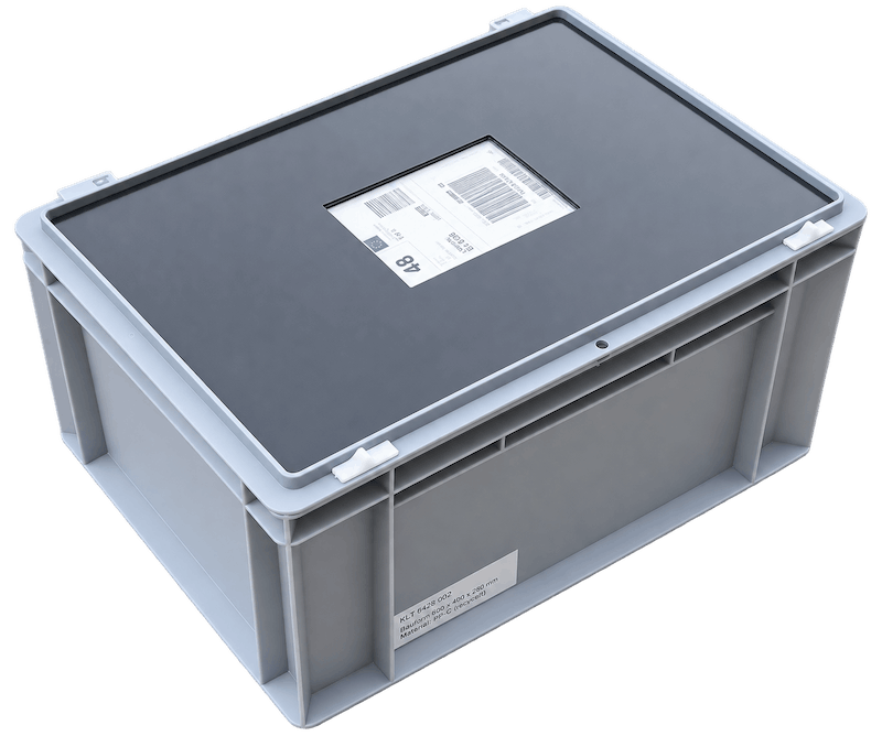 Reusable box with Artac mounted