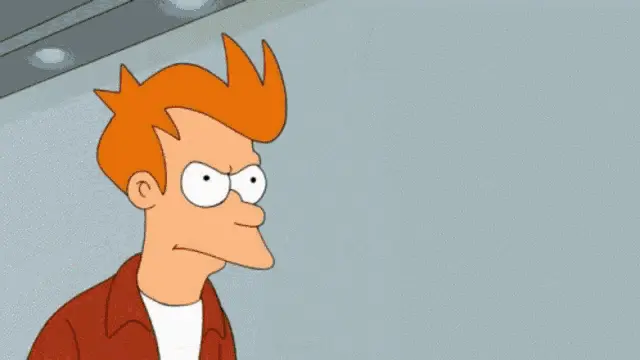 GIF of Fry from Futurama angrily pulling out bills from his jacket, with text that reads "shut up & take my money".