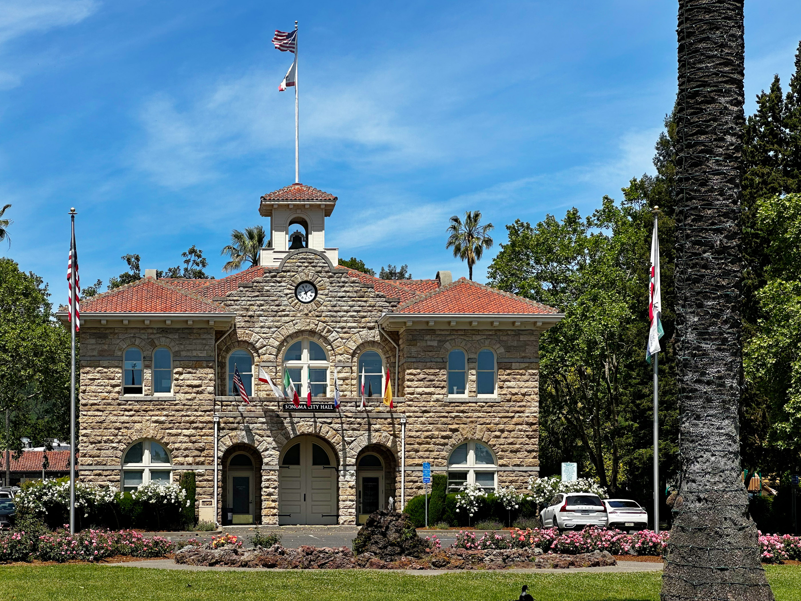Sonoma City Hall in Downtown Sonoma, California, a popular tourist destination of the California Wine Country.