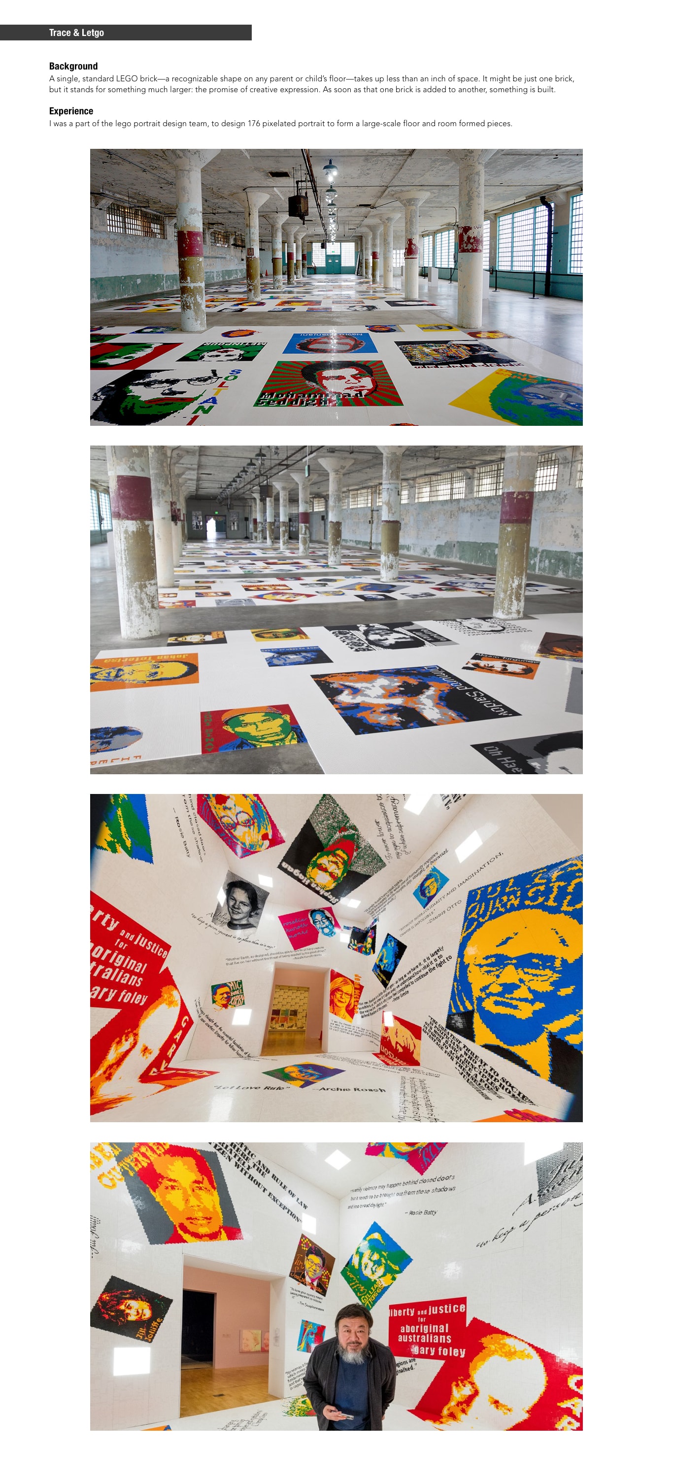 Graphic design for art exhibition with custom lego portraits