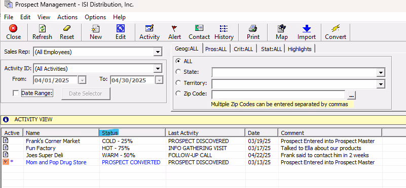Change prospect statuses