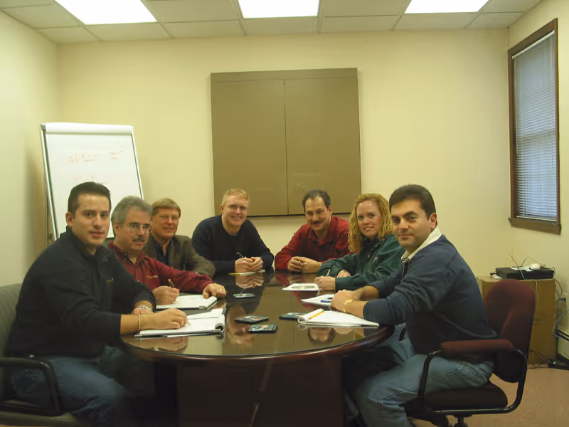 An IntegraSys team strategy session from our early days.