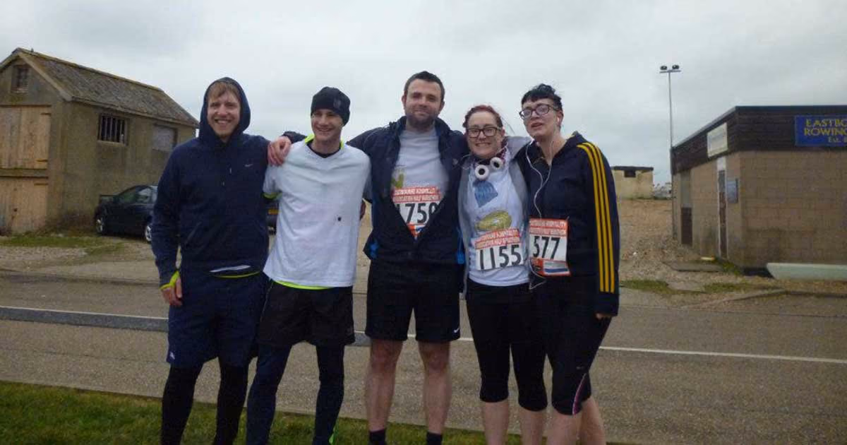 Photo of Adam's friends in the marathon