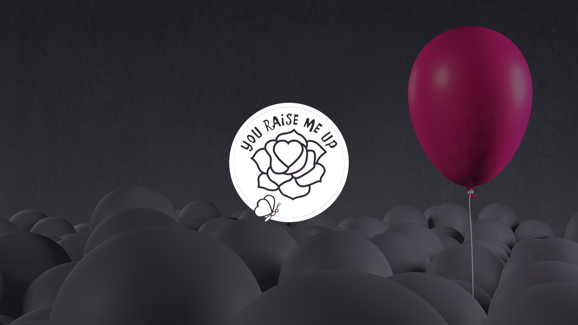 Graphic of a Pink Balloon Amongst Grey Balloons