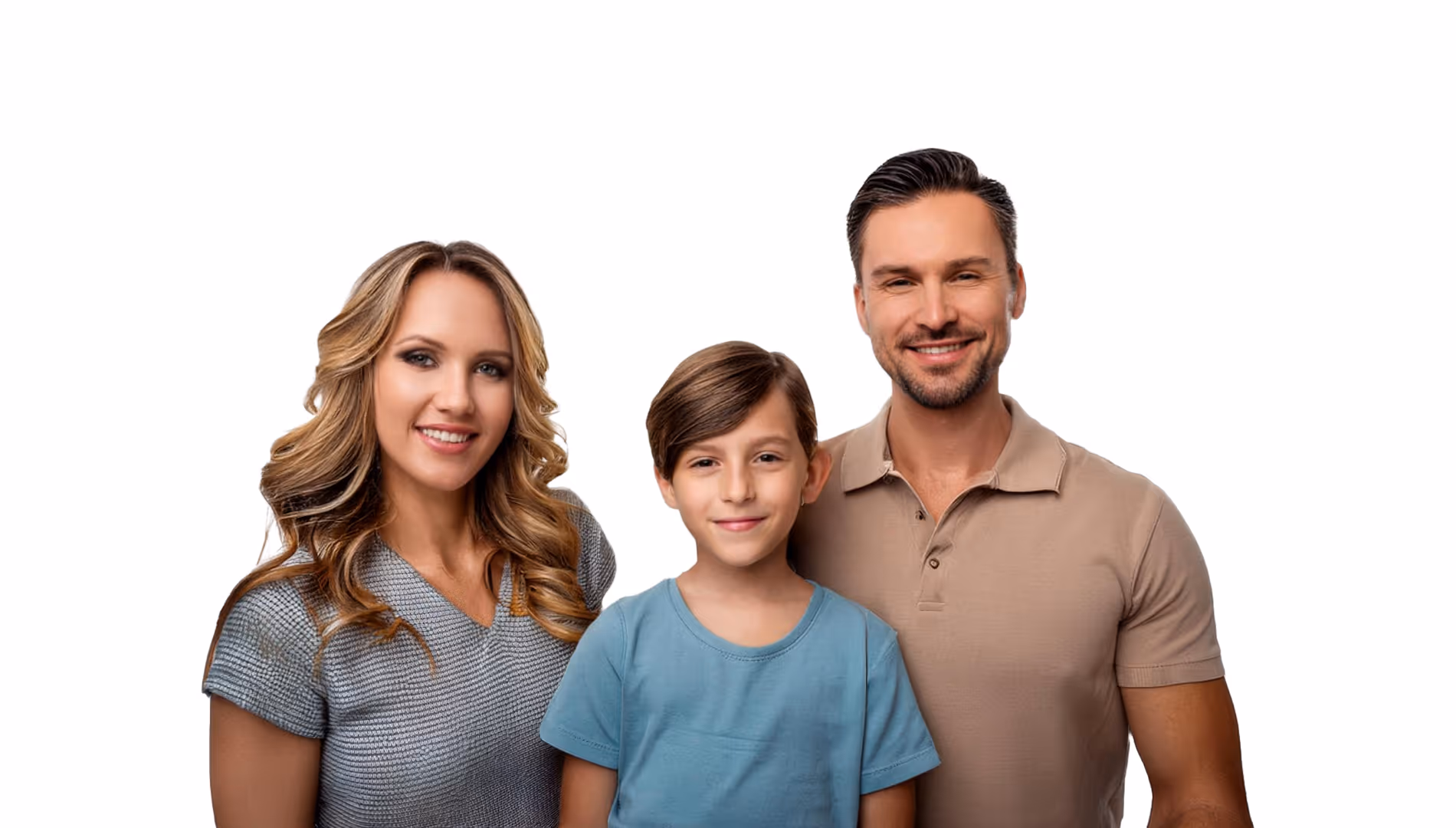 A smiling family standing together