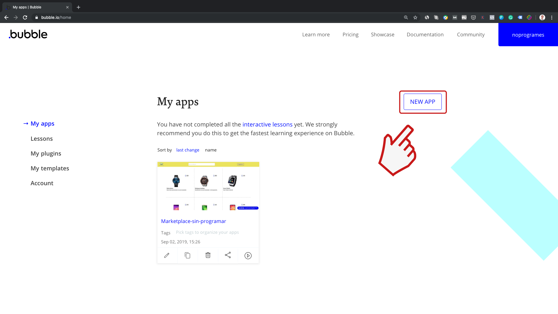 Cómo crear un marketplace como MercadoLibre sin programar usando Bubble. Iniciar proyecto 1