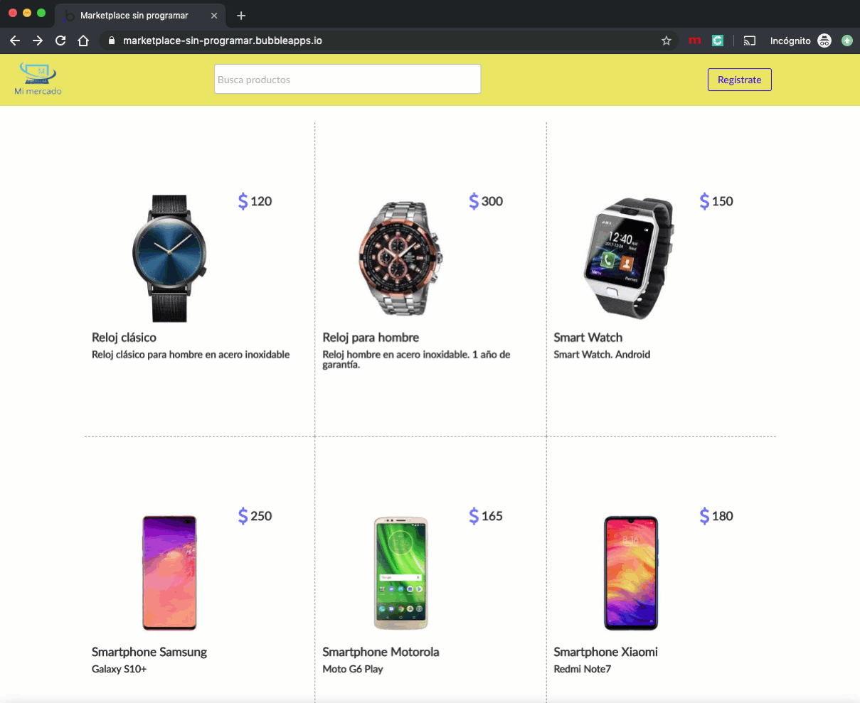 Cómo crear un marketplace como MercadoLibre sin programar usando Bubble. Demo