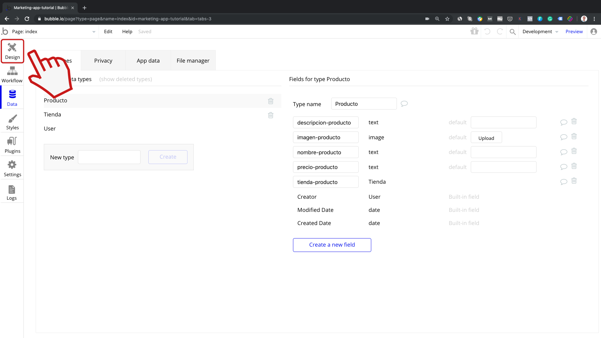 Cómo crear un marketplace como MercadoLibre sin programar usando Bubble. Insertar header en página de inicio 1