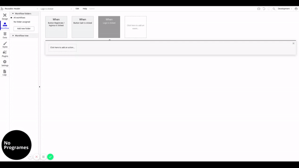 Cómo crear un marketplace como MercadoLibre sin programar usando Bubble. Agregar contenido a la página de producto. Clic en logo del header 2