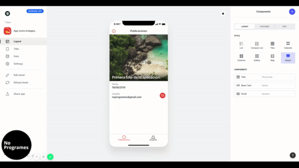 Cómo crear una aplicación como Instagram sin programar usando Glide - paso 9