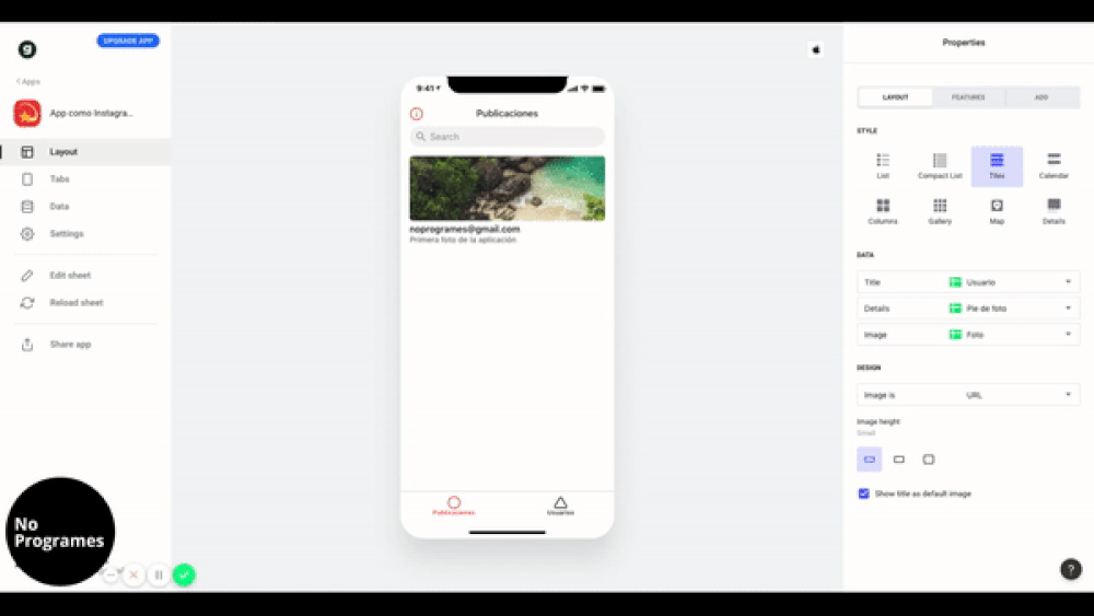 Cómo crear una aplicación como Instagram sin programar usando Glide - paso 11.2