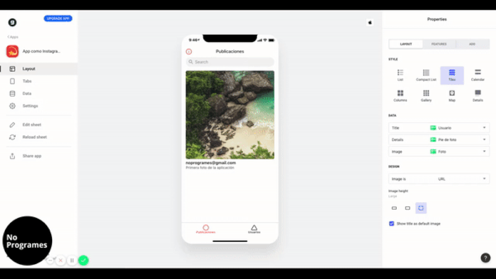 Cómo crear una aplicación como Instagram sin programar usando Glide - paso 12