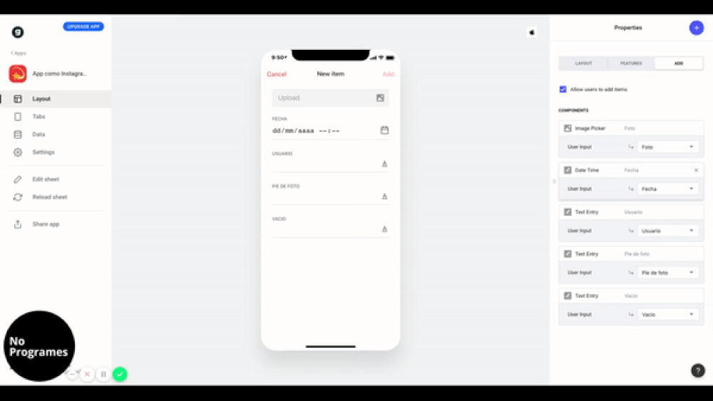 Cómo crear una aplicación como Instagram sin programar usando Glide - paso 13.2