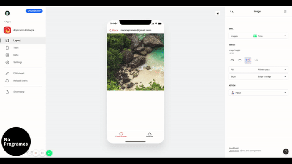 Cómo crear una aplicación como Instagram sin programar usando Glide - paso 15.2