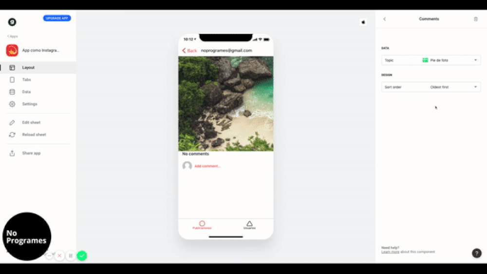 Cómo crear una aplicación como Instagram sin programar usando Glide - paso 15.2.1
