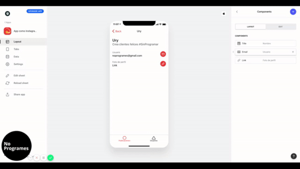 Cómo crear una aplicación como Instagram sin programar usando Glide - paso 21