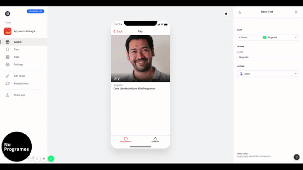 Cómo crear una aplicación como Instagram sin programar usando Glide - paso 24
