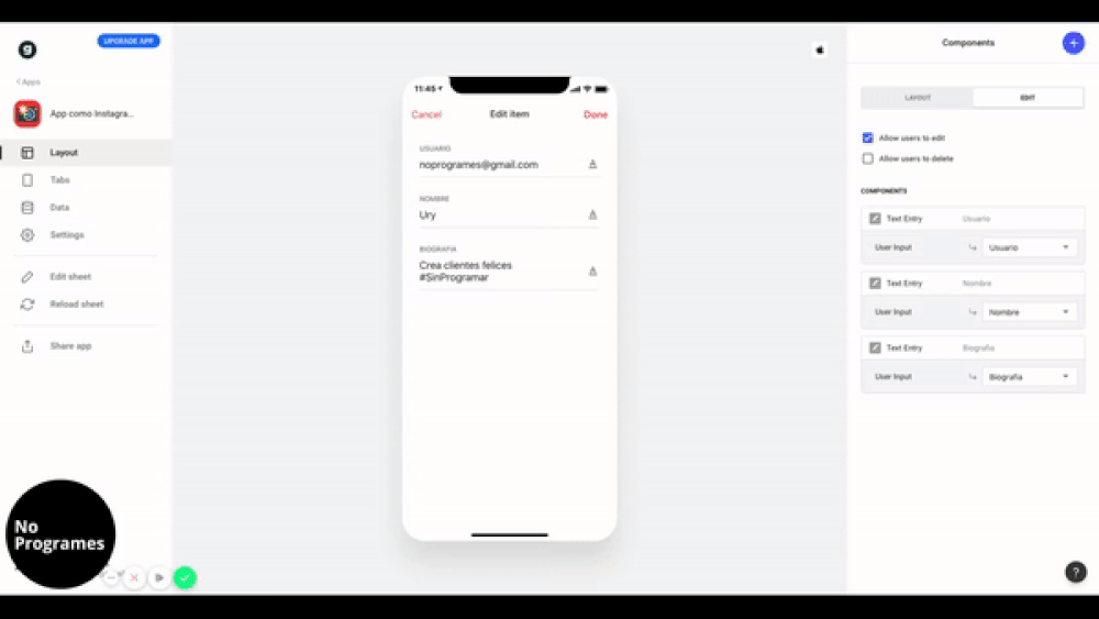 Cómo crear una aplicación como Instagram sin programar usando Glide - paso 31