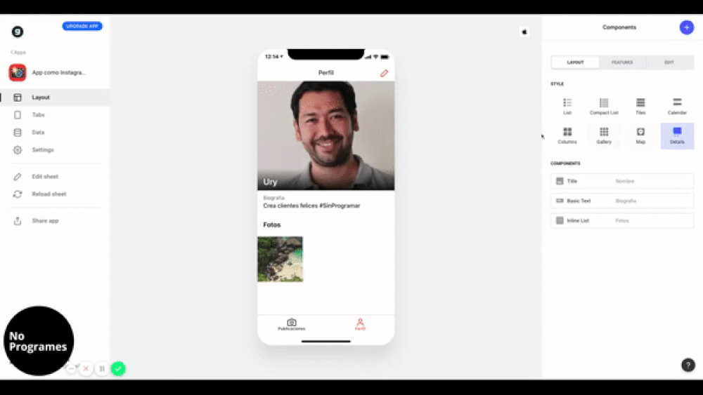 Cómo crear una aplicación como Instagram sin programar usando Glide - paso 32
