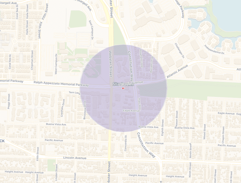 Example of a buffer trade area