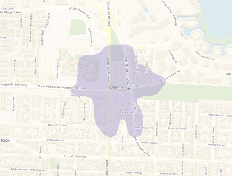 Drivetime and walktime trade area