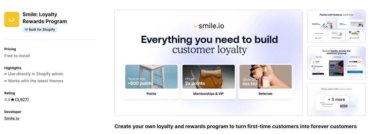 Smile powers loyalty programs that turn first-time buyers into lifelong customers with points, perks, and referrals.