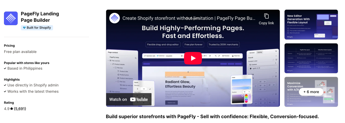 PageFly lets brands build custom, high-converting landing pages on Shopify fast.