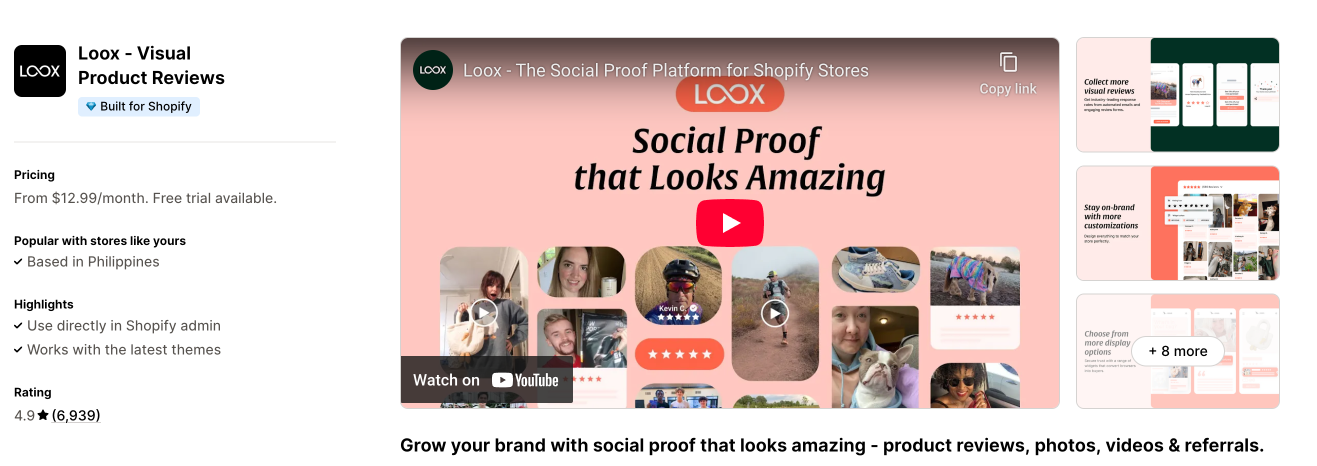 Loox collects, curates, and showcases authentic customer photos and reviews to boost trust and conversions.