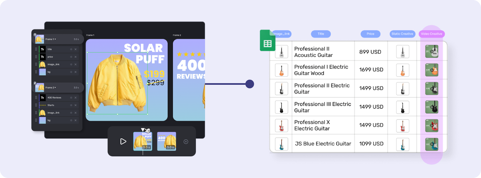 Generate scroll-stopping video ads for every product using Marpipe’s product-level video capabilities.