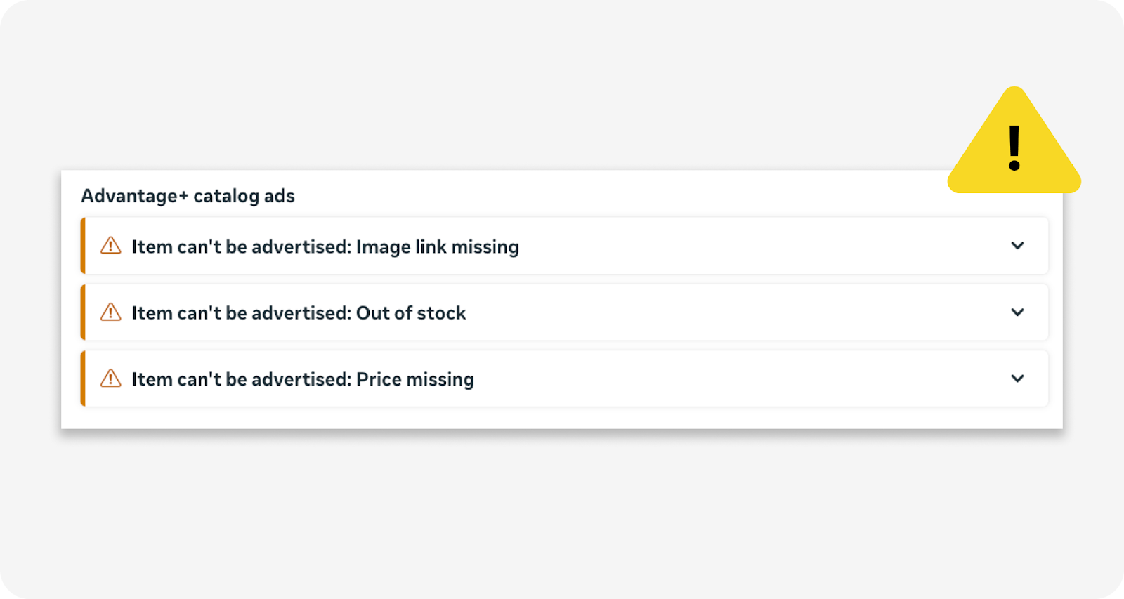 Common errors like missing images, prices, or stock status can block your products from being advertised.