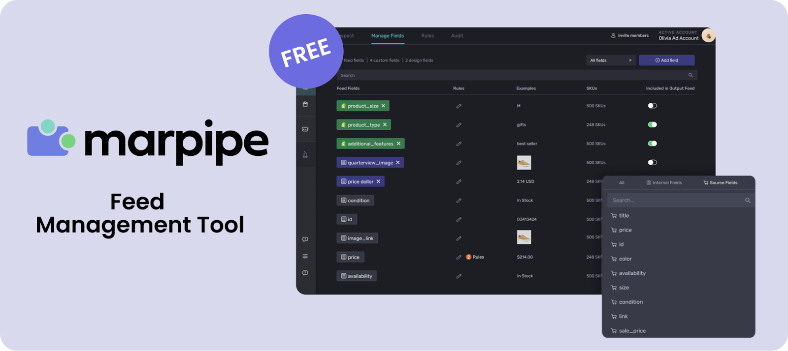 Marpipe offers a free feed management tool to edit, clean up, and sync product data instantly.