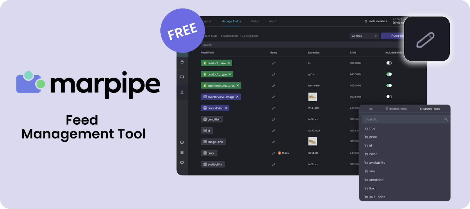 Marpipe’s free Feed Management Tool cleans and structures messy product data.