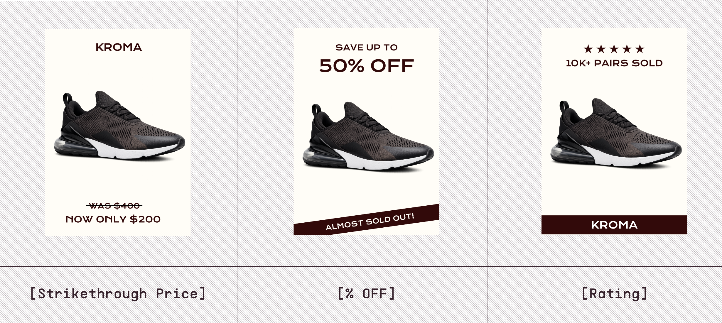 An example of a brand testing multiple ad variations