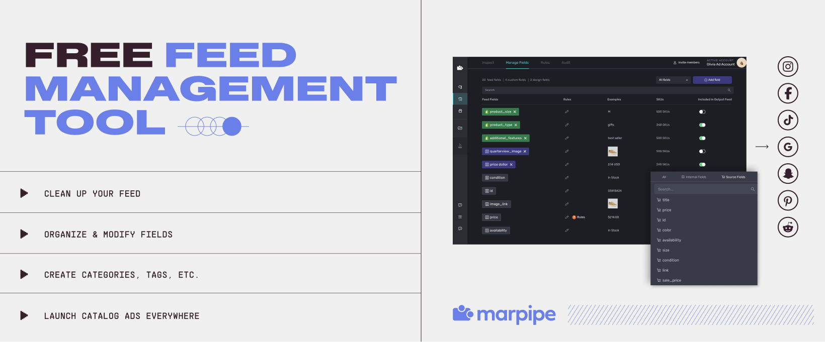 Free feed management tool in Marpipe