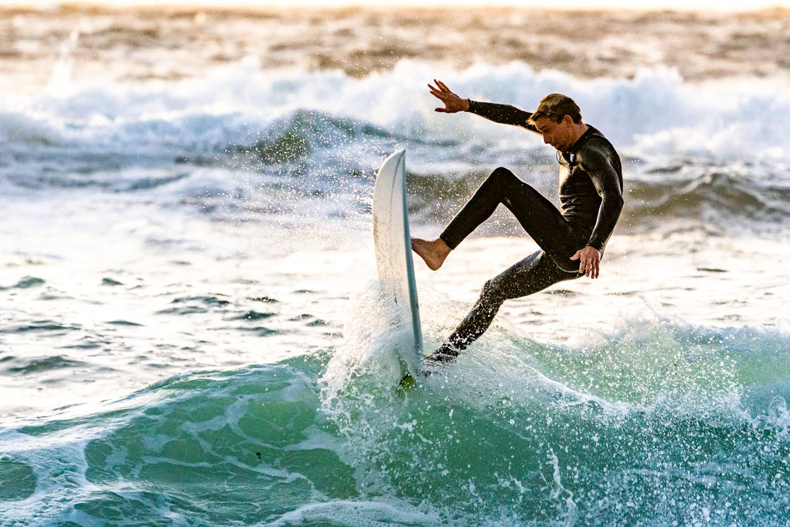A surfer performing his tricks