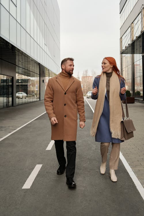 A couple walking in winter wear