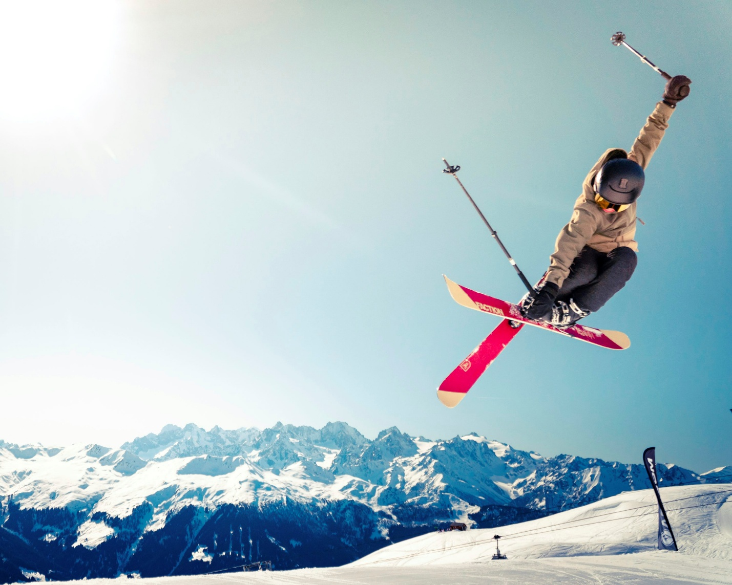 A person skiing in snowy mountains 