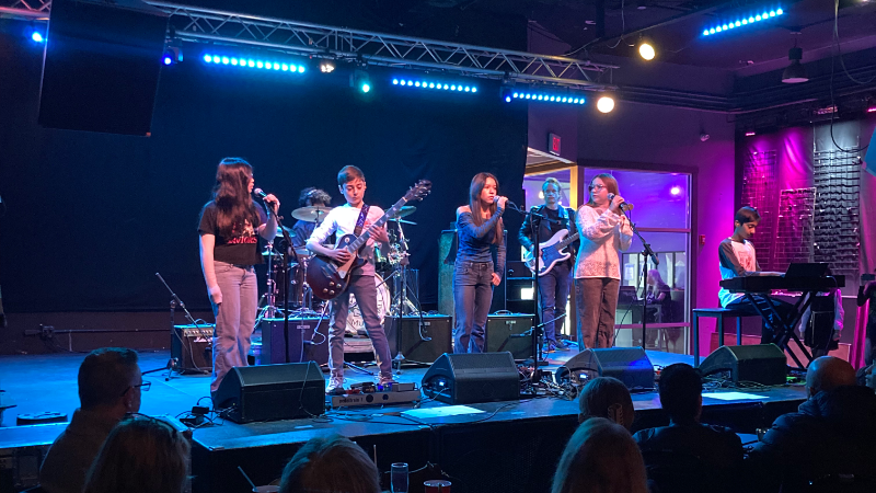 rock show students performing at the debonair music hall