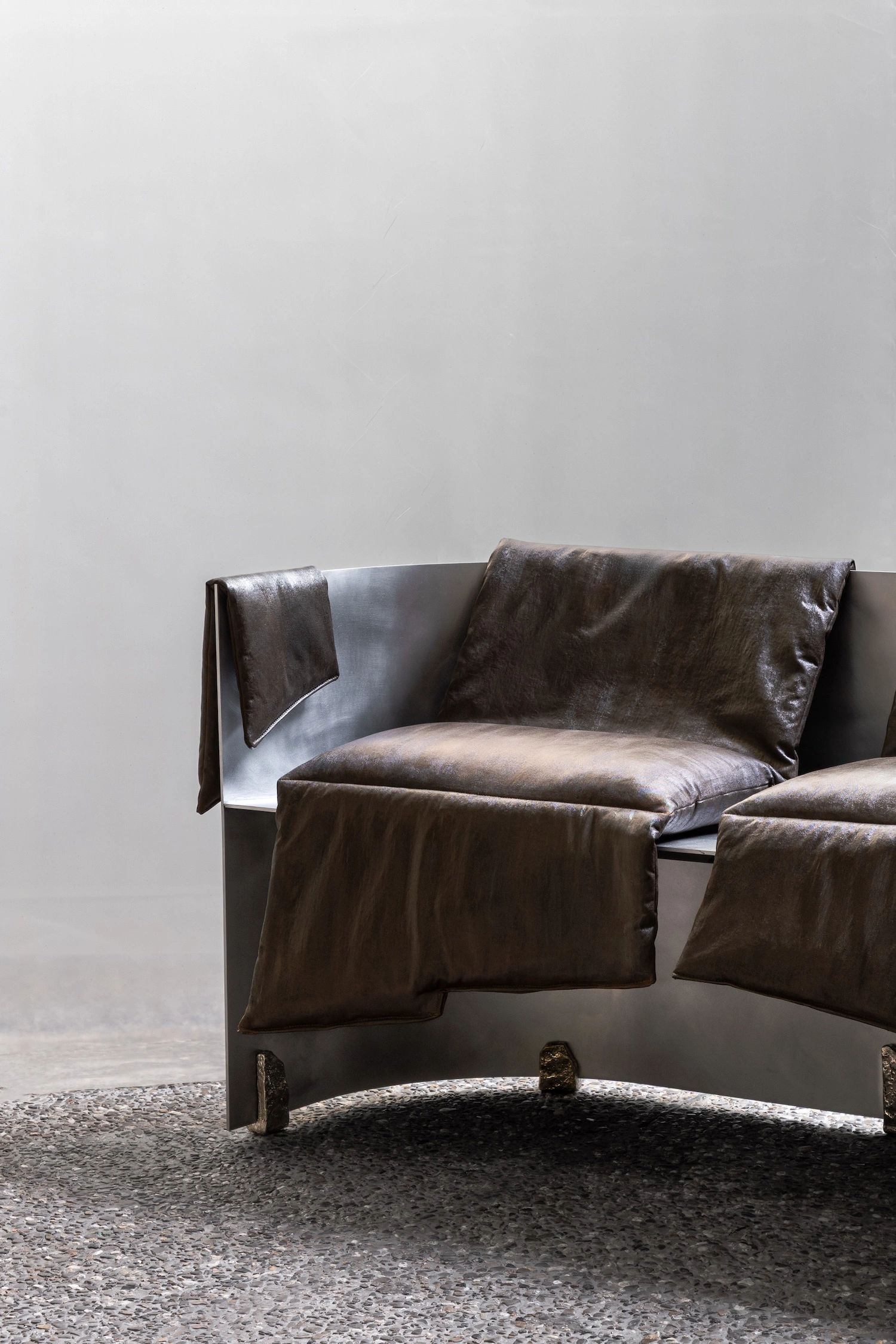 Reworked Series by Linde Freya Tangelder, collectible design, steel furniture, leather