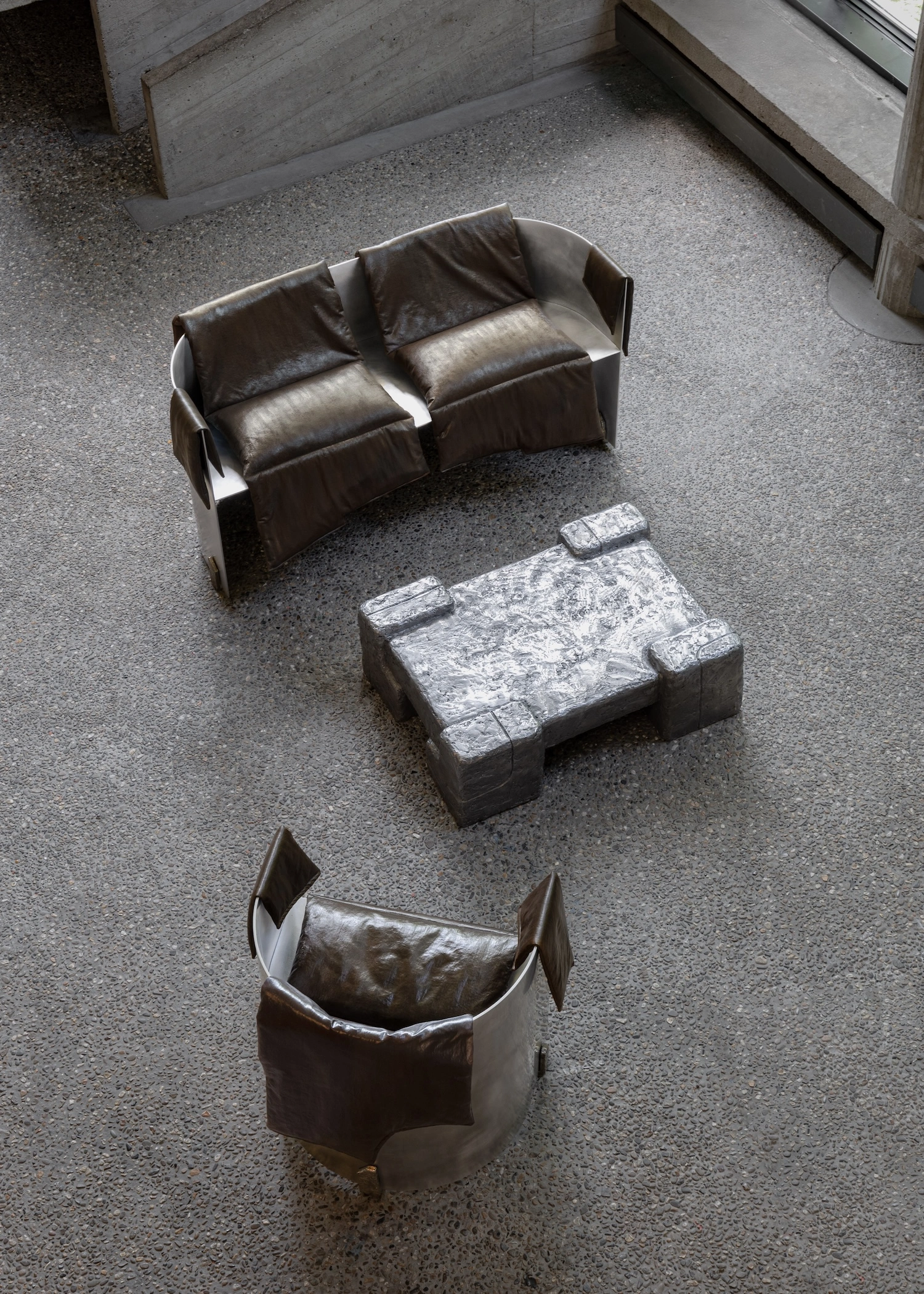 Reworked Series by Linde Freya Tangelder, collectible design, steel furniture, leather