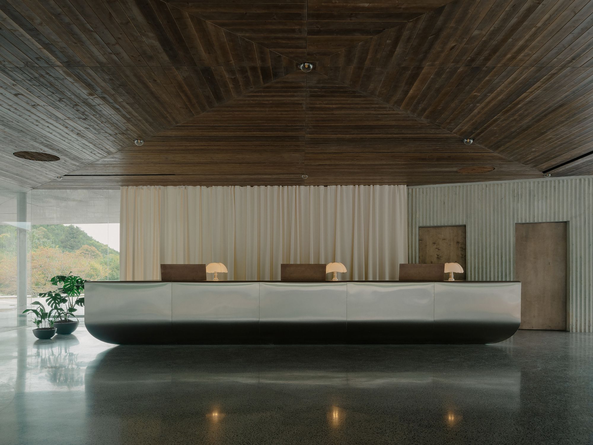 Reception Pavilion by David Giorgadze Architects, concrete lakeside reception pavilion at Kvareli Lake in Kakheti, Georgia, architecture