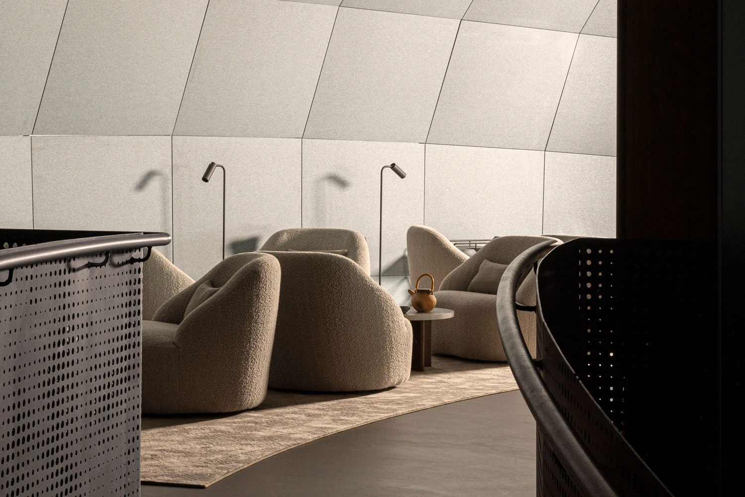 Iris Restaurant interior by Norm Architects inside the Salmon Eye floating structure, Norway Guide, architecture