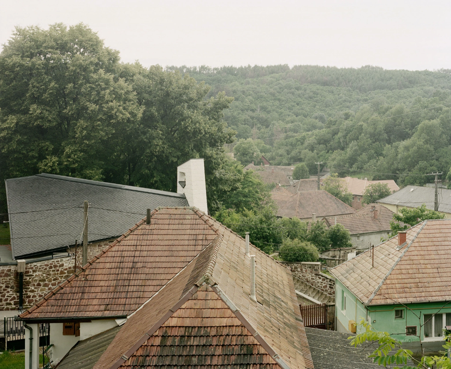 Church of Cserépváralja restoration showing stone walls and new concrete ramp, sacral architecture, Hungary